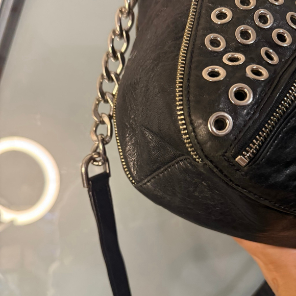 Women's Michael Kors Black Silver Studded Satchel One Size - Picture 7 of 14